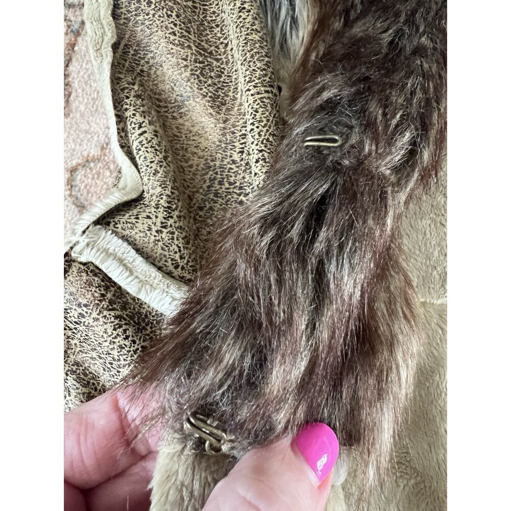 ALLEN B. BY ALLEN SCHWARTZ VTG Y2K Faux Fur Suede Penny Lane Patchwork Jacket M - Picture 11 of 15